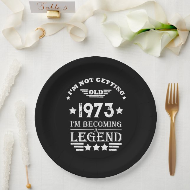 Personalized fifty vintage 50th birthday party paper plate (Wedding)