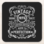 Personalized fifty vintage 50th birthday party square paper coaster<br><div class="desc">Make your birthday special with this unique design. Add a touch of sophisticated elegance to your birthday celebration with our exquisite, one-of-a-kind designs. These graphics bring sophistication and originality to any product, creating a memorable and stylish gift. They are perfect for those who appreciate a touch of timeless glamour on...</div>