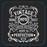 Personalized fifty vintage 50th birthday party square sticker<br><div class="desc">Make your birthday special with this unique design. Add a touch of sophisticated elegance to your birthday celebration with our exquisite, one-of-a-kind designs. These graphics bring sophistication and originality to any product, creating a memorable and stylish gift. They are perfect for those who appreciate a touch of timeless glamour on...</div>