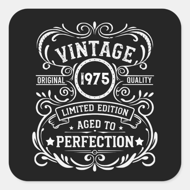 Personalized fifty vintage 50th birthday party square sticker (Front)