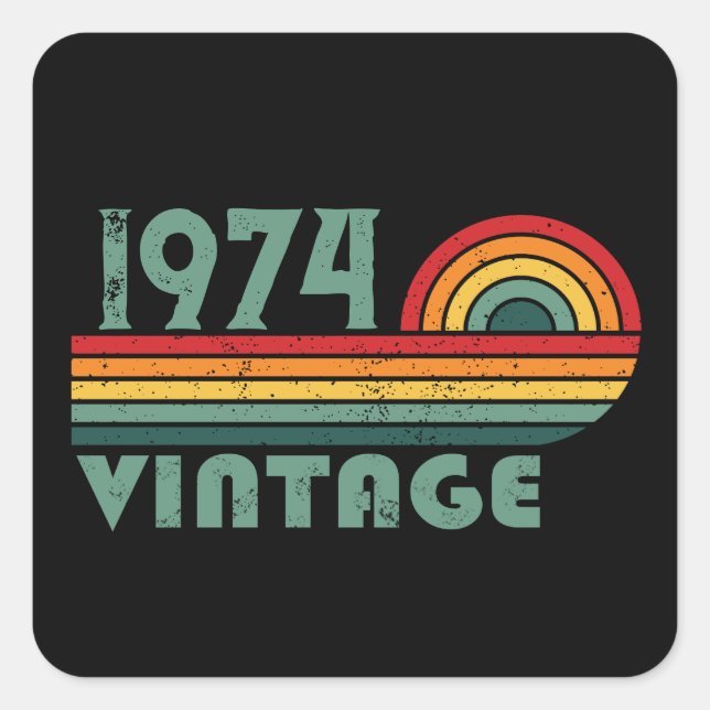 Personalized fifty vintage 50th birthday party square sticker (Front)