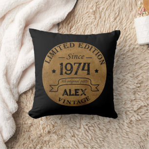 Personalized fifty vintage 50th birthday party throw pillow