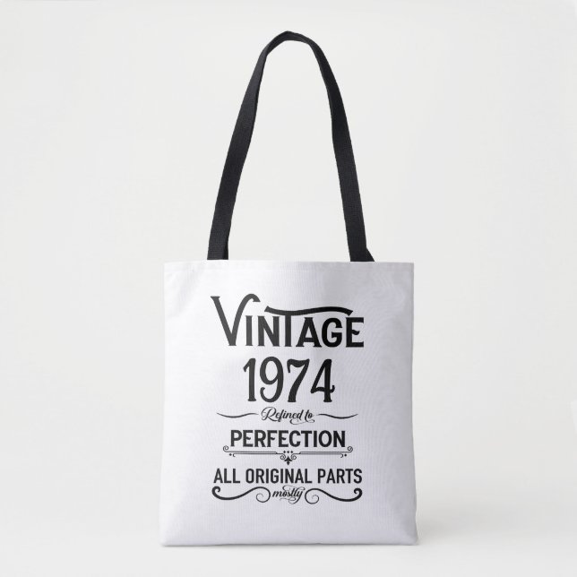 Personalized fifty vintage 50th birthday party tote bag (Front)