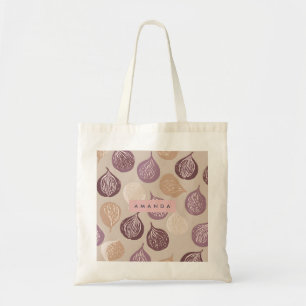 Personalized Fig Fruit Art in Warm Neutral Tote Bag