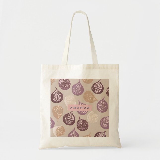 Personalized Fig Fruit Art in Warm Neutral  Tote Bag (Front)