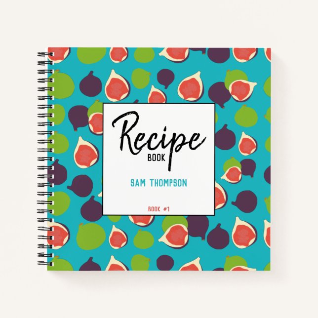 Personalized Fig Summer Fruit Pattern Recipe  Notebook (Front)