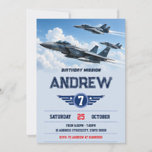 Personalized Fighter Jet Birthday Invitation