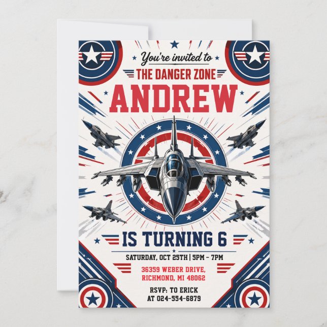 Personalized Fighter Pilot Birthday Invitation (Front)