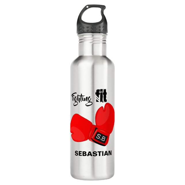 Personalized Fighting Fit | Boxing Gloves Water 710 Ml Water Bottle (Front)