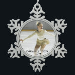 Personalized Figure Skating Skater Name Christmas Snowflake Pewter Christmas Ornament<br><div class="desc">Add your favourite skater's photo and name to this custom Christmas tree ornament.  Makes a special keepsake gift for skating coaches and instructors too. Simple,  classic and elegant,  an ornament that will be treasured for many years.</div>