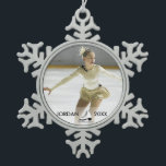Personalized Figure Skating Skater Name Christmas Snowflake Pewter Christmas Ornament<br><div class="desc">Add your favourite skater's photo and name to this custom Christmas tree ornament.  Makes a special keepsake gift for skating coaches and instructors too. Simple,  classic and elegant,  an ornament that will be treasured for many years.</div>