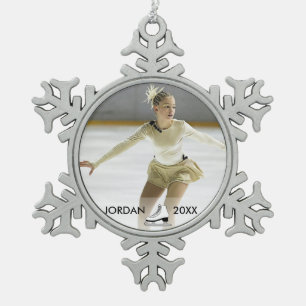 Personalized Figure Skating Skater Name Christmas Snowflake Pewter Christmas Ornament