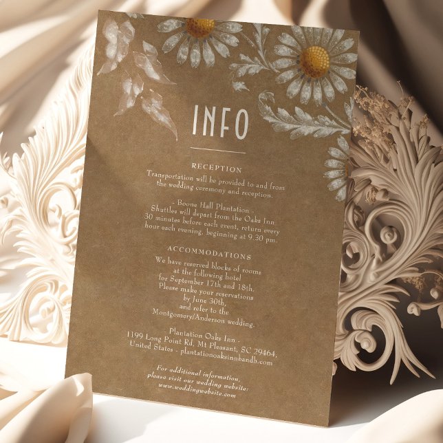 Personalized Filigree Daisy Vintage Info Card (Creator Uploaded)