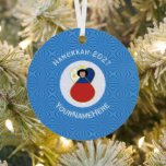 Personalized Filipino Angel Hanukkah Flag Metal Ornament<br><div class="desc">An angel dressed in the red, white, blue, and yellow flag of the Philippines on a round metal ornament for holiday and/or Hanukkah decor. Designed for families with multiple religions. The Filipino Flag Hanukkah angel is found inside a white circle of squiggly squares on a background of blue squiggly squares....</div>