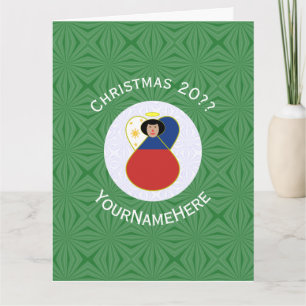 Personalized Filipino Flag Angel Christmas Card