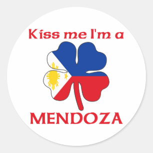 Personalized Filipino Kiss Me I'm Mendoza Classic Round Sticker