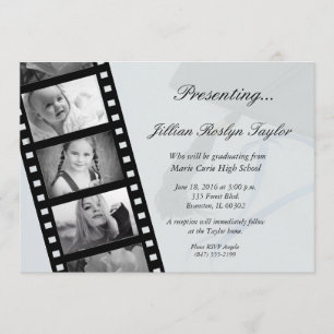 personalized film strip graduation invitation