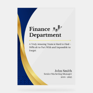 Personalized Finance Department  Acrylic Sign