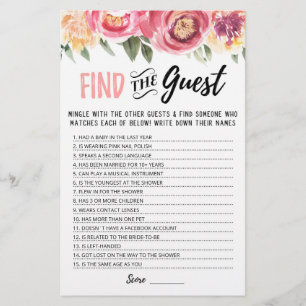 Personalized Find the guest Bridal Shower game