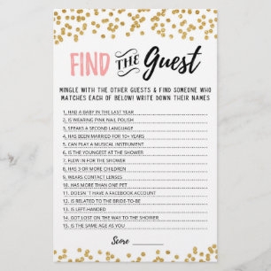 Personalized Find the guest Bridal Shower game