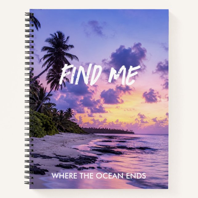 Personalized FindMe Tropical Island Paradise Beach Notebook (Front)