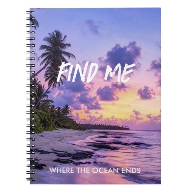 Personalized FindMe Tropical Island Paradise Beach Notebook (Front)