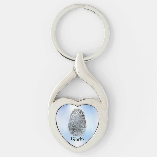 personalized fingerprint heart-shaped keychain (Front)