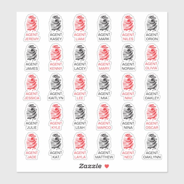 Personalized Fingerprint Spy Party Stickers (Sheet)