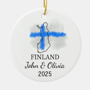 Personalized Finland Ornament, Finland Flag Gift Ceramic Ornament