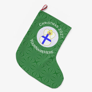 Personalized Finnish Angel Christmas Flags Large Christmas Stocking