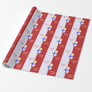 Personalized Finnish Angel Flag Red White Wrapping Paper