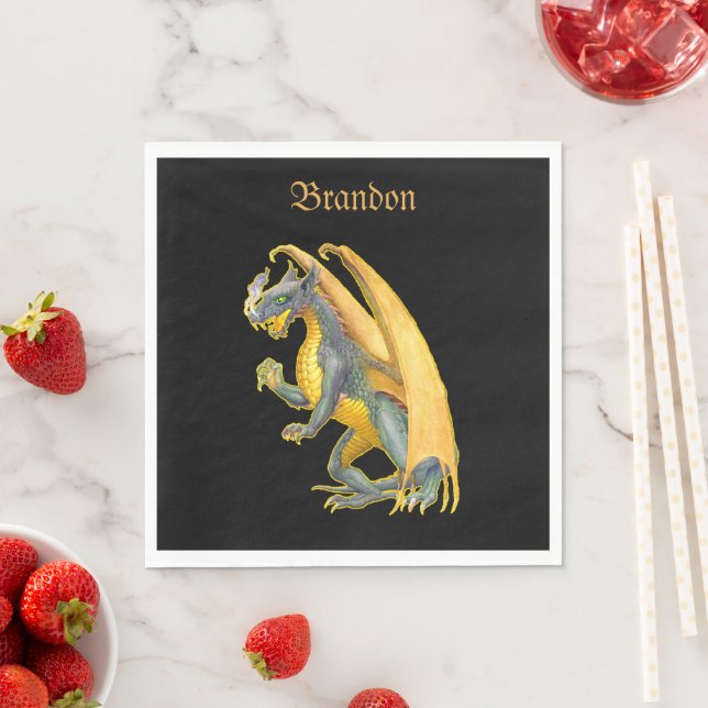 Personalized Fire Breathing Dragon Napkin (Insitu)