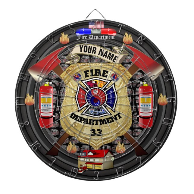 Personalized Fire Department Dart Board (Front)