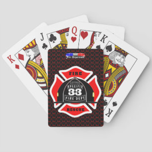 Personalized Fire Department Helmet City Side Playing Cards