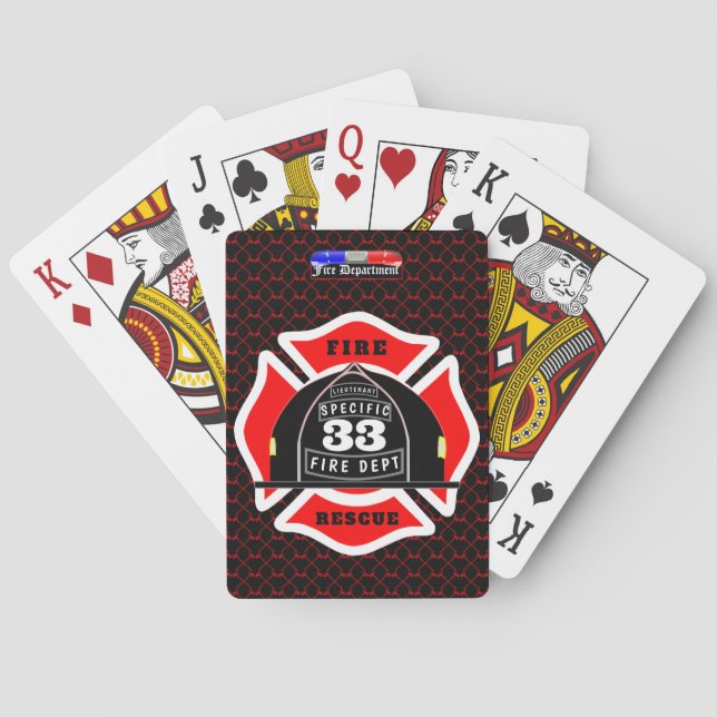 Personalized Fire Department Helmet City Side Playing Cards (Back)