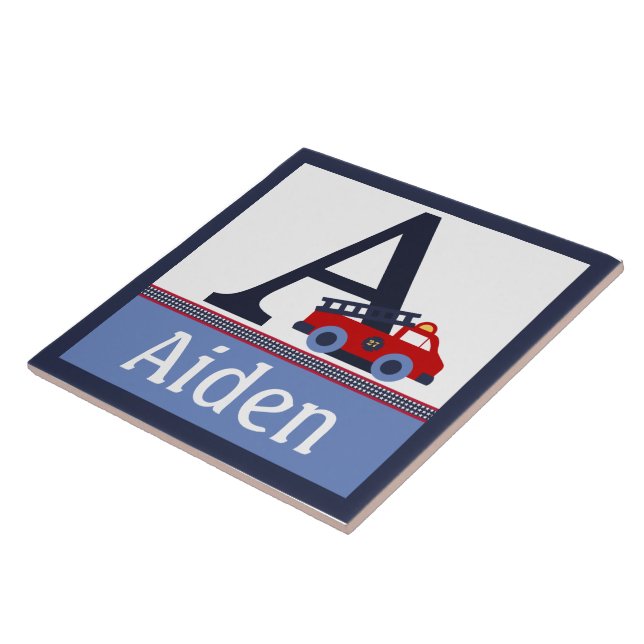 Personalized Fire Engine/Truck Letter Name Tile (Side)