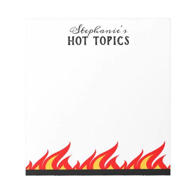 Personalized fire flames hot topic writing memo notepad (Front)