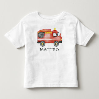 Personalized Fire Truck, Cute Custom Name Firefigh Toddler T-shirt