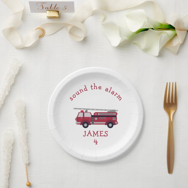Personalized Fire truck Party Paper Plate (Wedding)