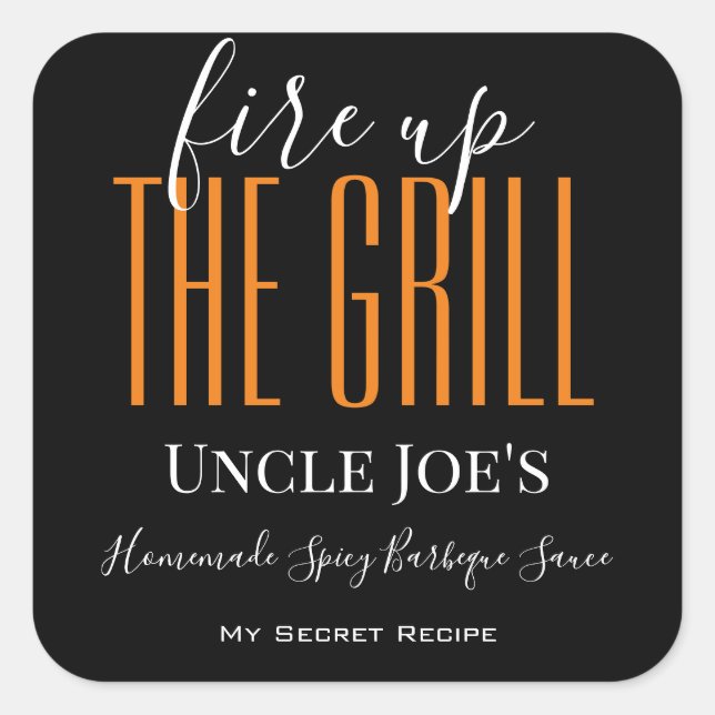 Personalized "Fire Up The Grill" Food Label (Front)