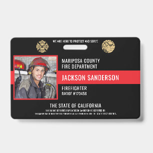 Personalized Firefighter Employee Photo ID Badge