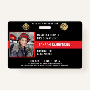 Personalized Firefighter Employee Photo ID Badge