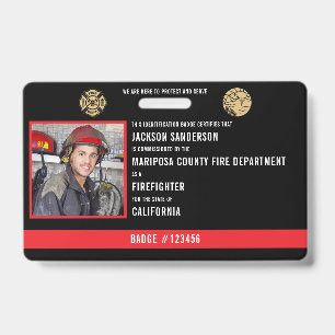 Personalized Firefighter Employee Photo ID Badge