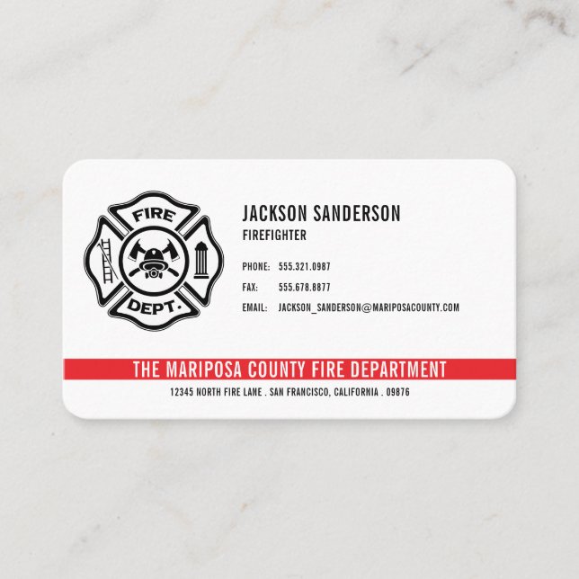 Personalized Firefighter Fire Department Logo Business Card (Front)