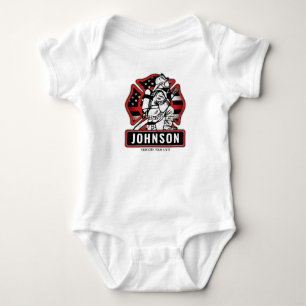 Personalized Firefighter Fire Dept Patriotic Flag Baby Bodysuit
