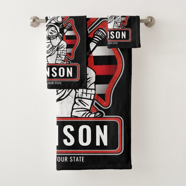 Personalized Firefighter Fire Dept Patriotic Flag Bath Towel Set (Insitu)