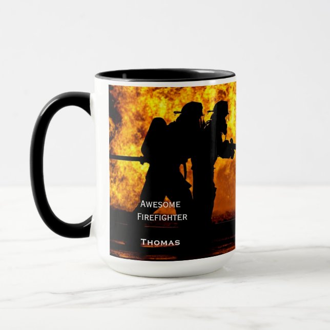 Personalized Firefighter Flames Mug (Left)