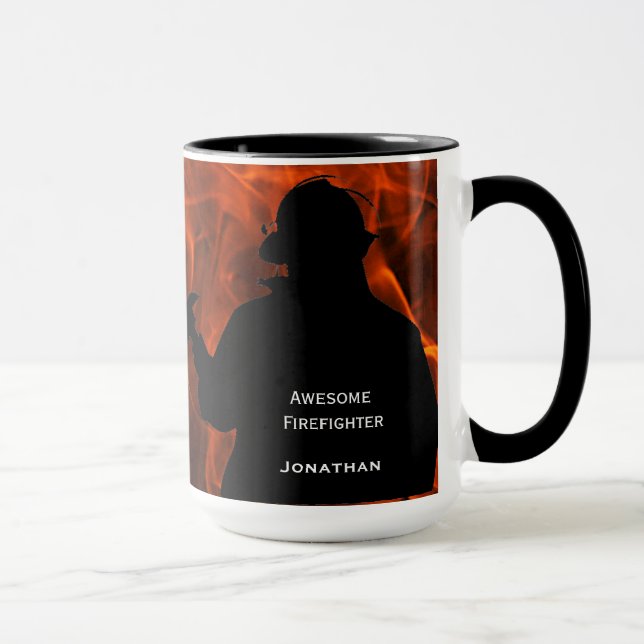 Personalized Firefighter Flames Mug (Right)