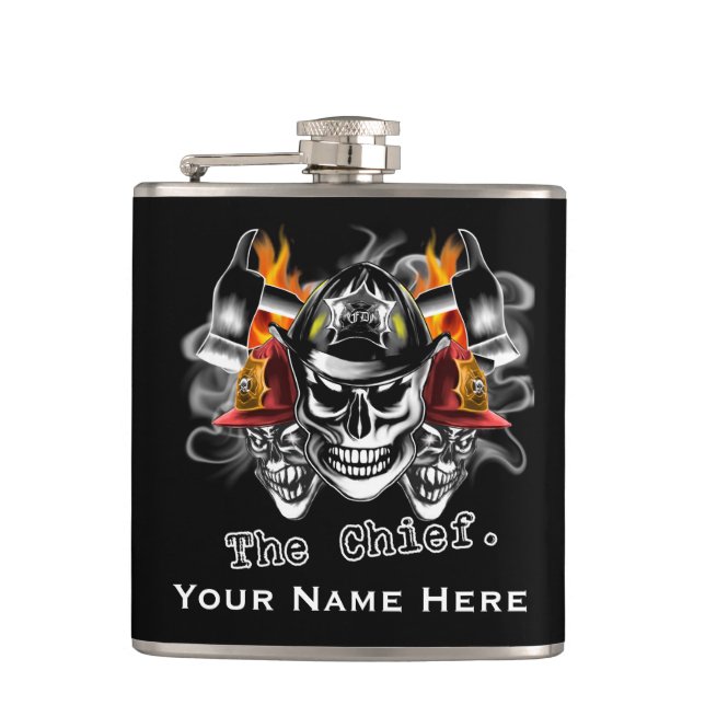 Personalized Firefighter Flask: The Chief Hip Flask (Front)