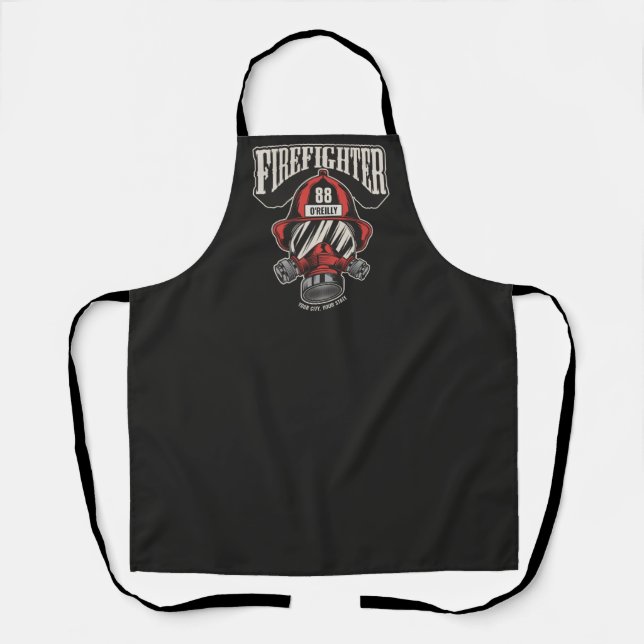 Personalized Firefighter Mask Fire Dept Helmet Apron (Front)